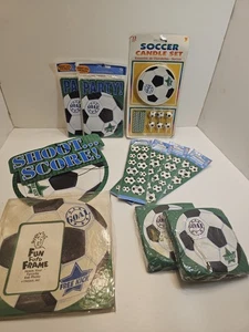 Vintage 90s Amscan Soccer Birthday Party Invite Napkins Candles Stickers Frame - Picture 1 of 7