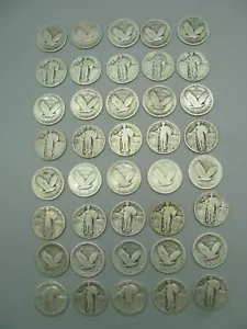 $10 Face Roll of 40 90% Silver Standing Liberty Quarters 1925-1930 - Picture 1 of 4