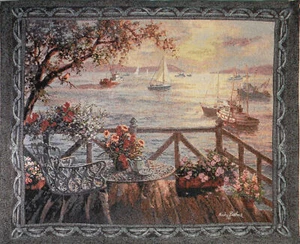 Treasures of the Sea American Made Ocean Landscape Woven Tapestry Wallhanging - Picture 1 of 3