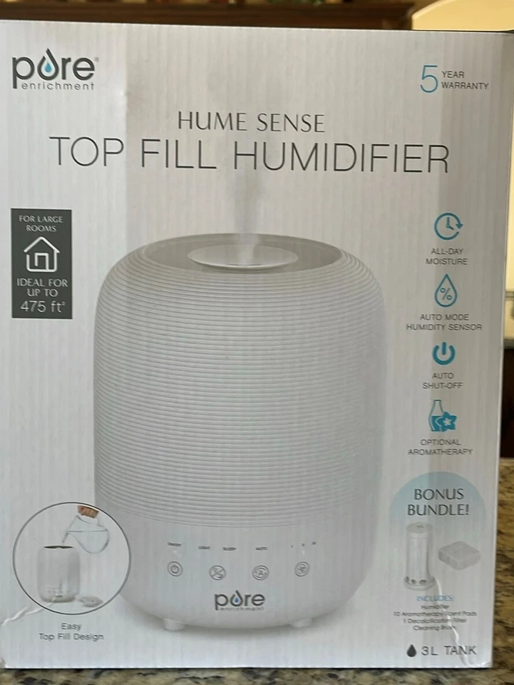 NEW Pure Enrichment 3L Tank HUME Sense Easy Top Fill Humidifier 475 Sq Ft - Image 1 of 1