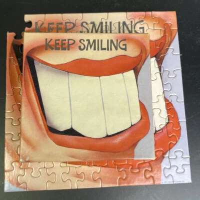 Springbok Mini Puzzle 7" Keep Smiling 1977 Vintage Hallmark Cards Missing 3 piec - Image 1 of 4