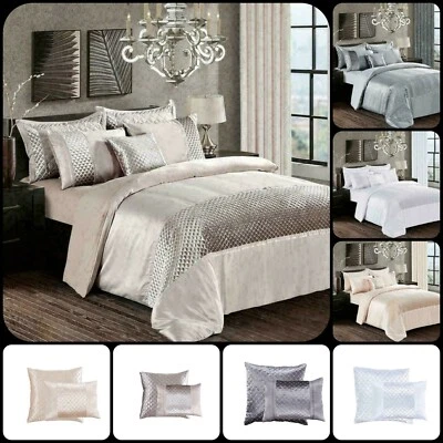 PRIME LINENS Nuevo Lujo 3 Piezas Satén y Terciopelo Triturado Edredón Cubierta Edredón Atlanta Juego de Cama