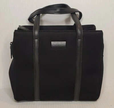 Nine West Bolso de Mano de Noche Negro Cartera Neopreno Estilo Buceo con Cuero Usado en Excelente Condición Foto 1 de 4