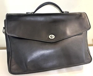 COACH Morgan Messenger Bag Black Leather Briefcase Travel Laptop Unisex 6457 - Picture 1 of 18