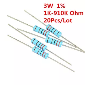 20Pcs 3W 3 Watt Metal Film Resistor ±1% 1K -910K Ω Ohm 1 K - 910 K - Picture 1 of 5