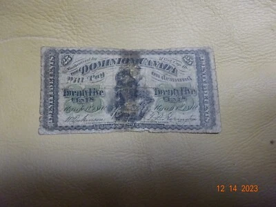 Dominion of Canada 25 Cents Banknote 1870 - Image 1 of 3