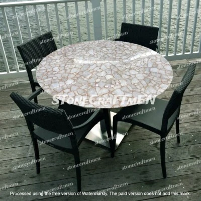 White Agate Table Top, Agate Table, Stone Dining Table, Agate Console Table Deco - Image 1 of 3