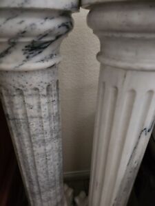 Two Greek Style Solid Marble Pillars