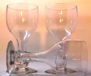 Three Crystal Glass Art Deco Hollow Stem Coupes - Picture 1 of 8