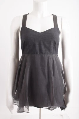 Brunello Cucinelli 女式灰色衬衫上衣羊毛格子荷叶边珠宝肩带 M 全新带标签 — 第 1/4 张图片