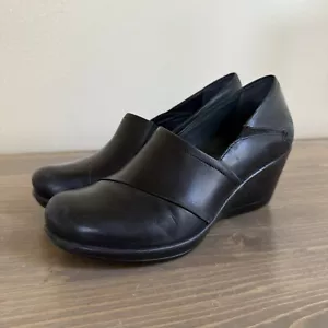 Dansko Womens 39 Black Rosalind Slip On WedgeClogs Shoes Comfort - Picture 1 of 11