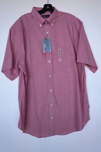 Roundtree & Yorke TravelSmart Short-Sleeve Shirt XLT Red Houndstooth NWT