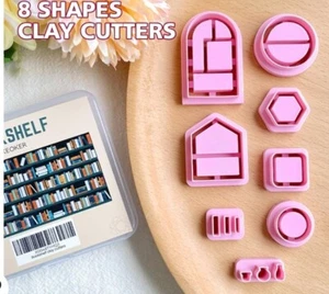 Keoker Polymer Clay Cutters Bookshelf Book Clay Cutter For Jewelry 8 Piece White - Picture 1 of 3