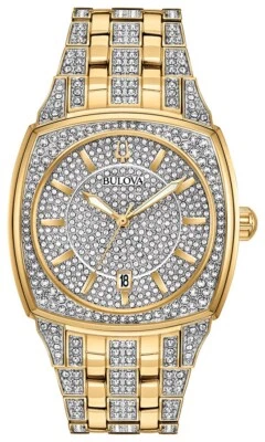 Bulova Men's Crystal Quartz Date Gemmed Gold Stainless Steel Watch 40 MM 98B323 - Image 1 of 4
