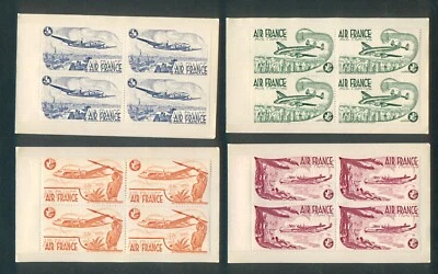 4 carnets de bloc de 4 vignettes - AIR FRANCE - timbres Paris New-York 1950/1960 - Photo 1/4