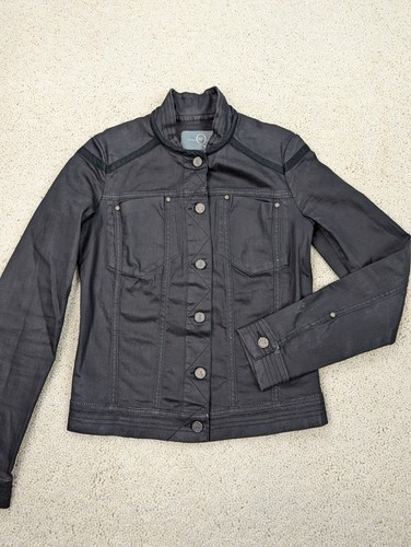 Alexander McQueen Giacca Donna XXS Nero Denim Cerato Camionista Bomber 36 Italiano