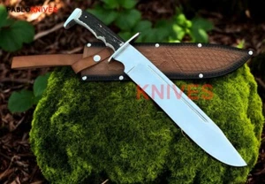 Cuchillo Bowie 17" Premium Hecho a Mano J2 Acero Caza Full Tang Mango de Cuerno de Ciervo - Imagen 1 de 3