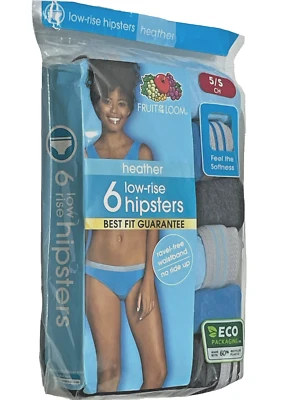 Fruit of the Loom Low Rise Hipsters Women 5/S Blue Gray Cotton Blend 6 Pairs - Image 1 of 4