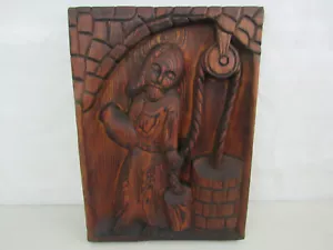 Decoración de pared de madera en relieve tallada a mano de mujer campesina de colección 12" X 8 5/8" - Imagen 1 de 12