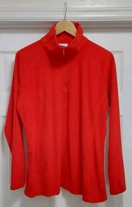 Maglione Columbia donna taglia XL rosso pile manica lunga 1/4 zip logo casual - Foto 1 di 10