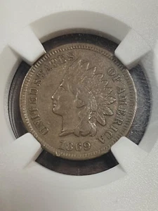 NGC VF35 1869 INDIAN HEAD CENT SCARCE DATE NICE ORIGINAL COLOR - Picture 1 of 3