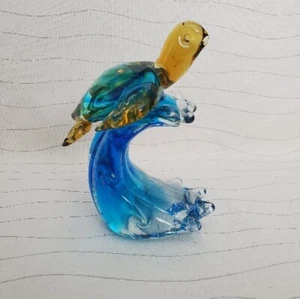 Beachcombers Coastal Life Glass Turtle Curl Wave Figurine Decor 6.25" Inches EUC - Picture 1 of 9