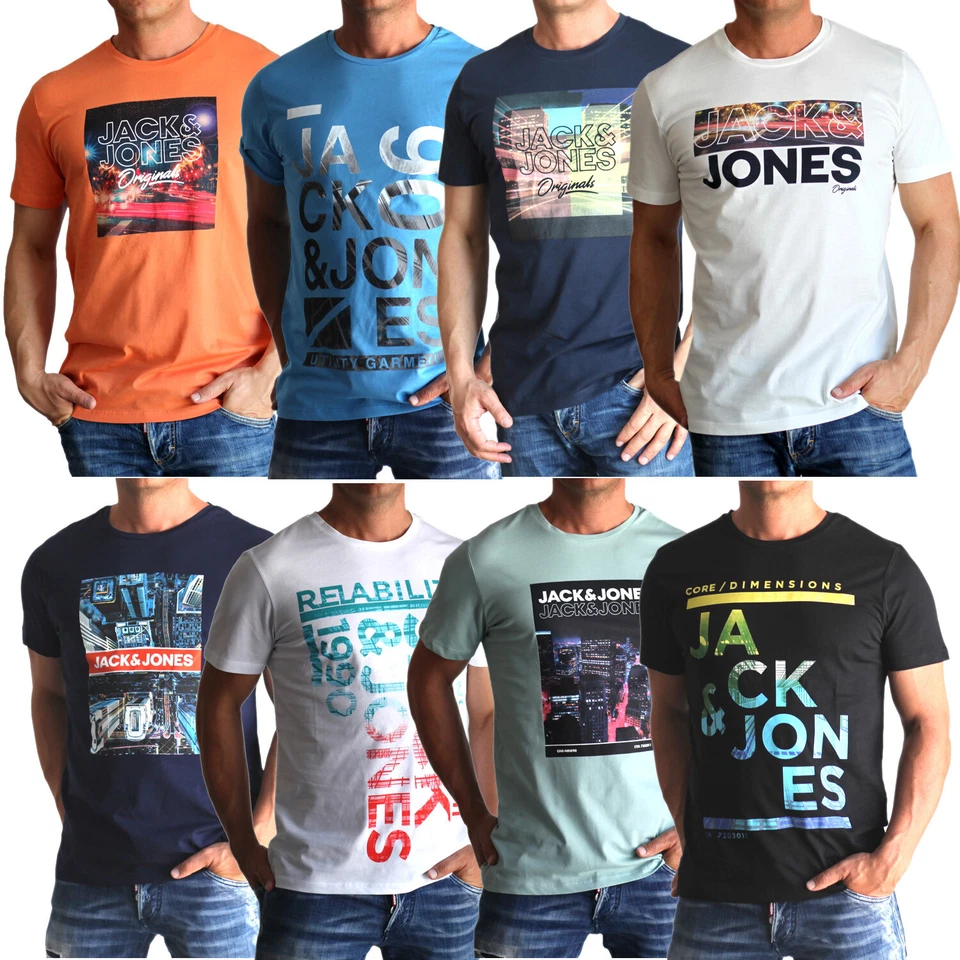 Jack & Jones Herren Mix T-Shirt Logo Print 3er oder 6er Pack Set Rundhals SALE - Bild 1 von 1