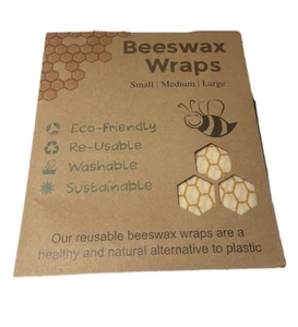 Reusable Food Wrap Set Of 3 Beeswax  - 1 X Small 1 X Medium 1 X Large UK - Picture 1 of 7