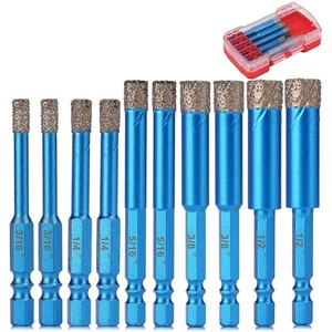 Diamond Drill Bits Set,10pcs Tile Hole Saw,Diamond Hole Saw, Size(3/16”,1/ - Picture 1 of 6