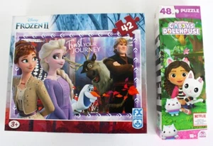 2 Jigsaw puzzles FROZEN 2/GABBY'S DOLLHOUSE 48 & 42 pieces FX Schmid Complete - Picture 1 of 4