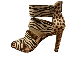 Jessica Simpson 7.5M/ 38 stilleto heels giraffee spots/zebra stripe zips Cerina2 - Picture 1 of 10