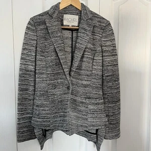 Rachel Roy Womens Blazer Stretch Jacket Black/Gray Longer In Back Size 6 - Picture 1 of 7