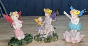 Lote de 3 piezas de hadas hadas en flor - decoración de habitaciones para niños - Imagen 1 de 15