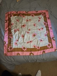 VTG Italy Pink Multicolor Floral Flower Scroll Pattern All Silk Square Scarf 26" - Picture 1 of 7