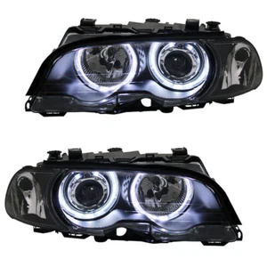 Scheinwerfer LED Angel Eyes für 3er BMW E46 Coupe Cabrio Bj. 99-03 Schwarz - Bild 1 von 4