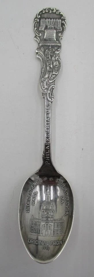 Cuchara de recuerdo de plata esterlina Philadelphia PA Independence Hall 4,5" Deni Foto 1 de 1
