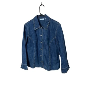 Liz Claiborne Damen Jeanshemd Jacke Nieten Kragen Knopfleiste Gr. L - Bild 1 von 5