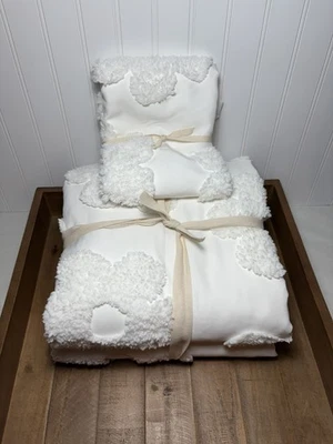 Funda nórdica y farsa Pottery Barn Kids jacquard recortada margarita ~ doble ~ blanco Foto 1 de 4