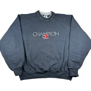 Vintage 90’s Champion Double Collar Embroidered Spellout Sweatshirt Gr. XL Black - Bild 1 von 8