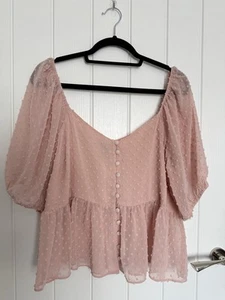 New Look Womens Blouse Chiffon Dobby Puff Sleeves Size 18 Used Great Condition - Picture 1 of 6