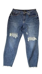Pantalones de mezclilla Judy azul talla 14W ajustados desgastados - Imagen 1 de 9