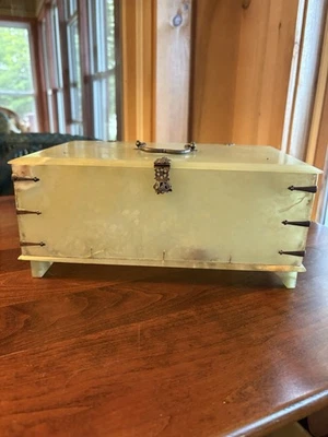 18th Century Antique Treasure Jade Silver Jewelry Box Mughals Persian Jewel Coin - Image 1 of 4