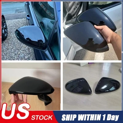 Gloss Black Side Rear View Wing Mirror Cover Caps For 2014-2018 VW Golf7 GTI MK7 - Image 1 of 4