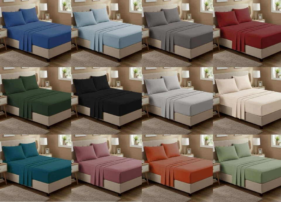 Set Completo Lenzuola in Tinta Unita In Microfibra Fresche Estive Linea Francesc - Immagine 1 di 1