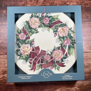 New 1996 Lenox Collector Plate “Sentiments Of Roses” ~ In Original Box W/Stand - Picture 1 of 12