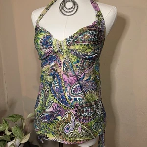 Lucky Brand Tankini Swimsuit Medium Top Large Bottoms - Picture 1 of 7