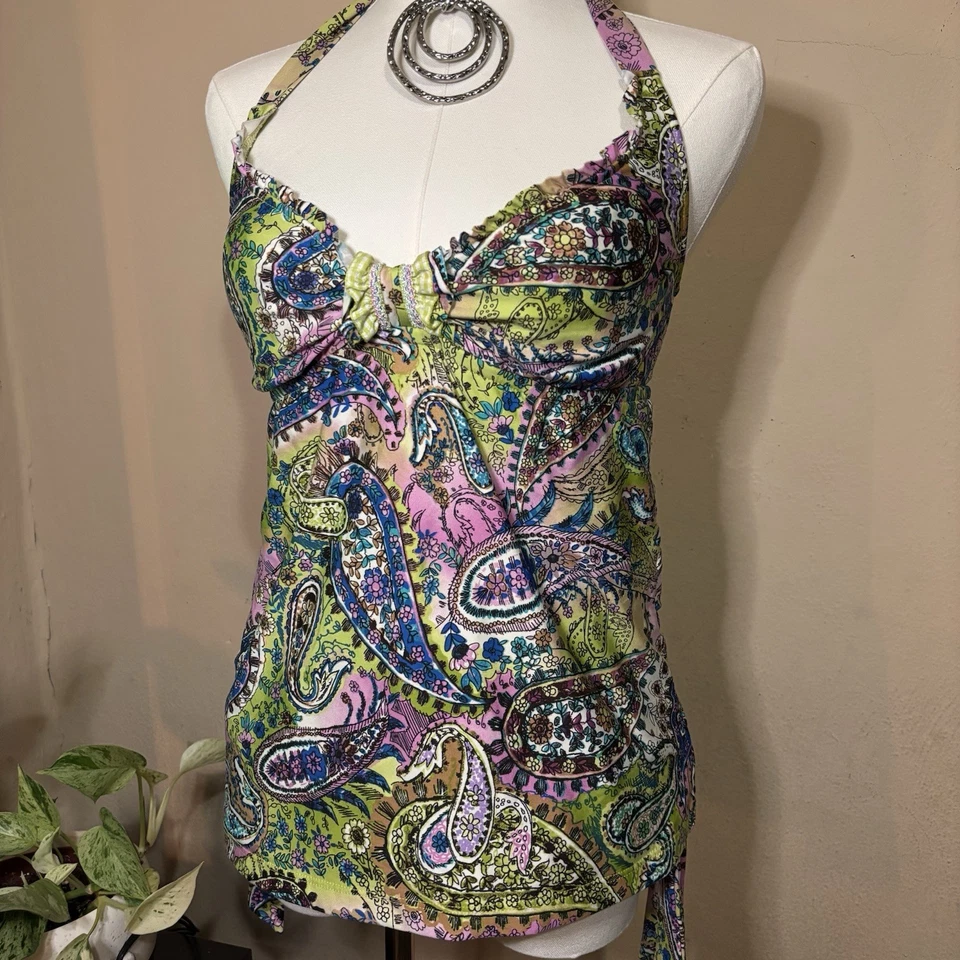 Lucky Brand Tankini Swimsuit Medium Top Large Bottoms - Image 1 of 4