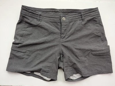 Shorts feminino Kuhl Born in the Mountains tamanho 12 caminhada ao ar livre cinza mistura de náilon - Imagem 1 de 4