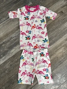 Hanna Andersson 130 (8) Youth Flamingo Tropical Short John Organic Cotton Pajama - Picture 1 of 6