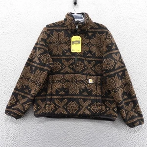 Carhartt Damen Sherpa Fleece Pullover Jacke Aztekenbraun Schwarz Small 1/4 Reißverschluss Neu mit Etikett - Bild 1 von 14